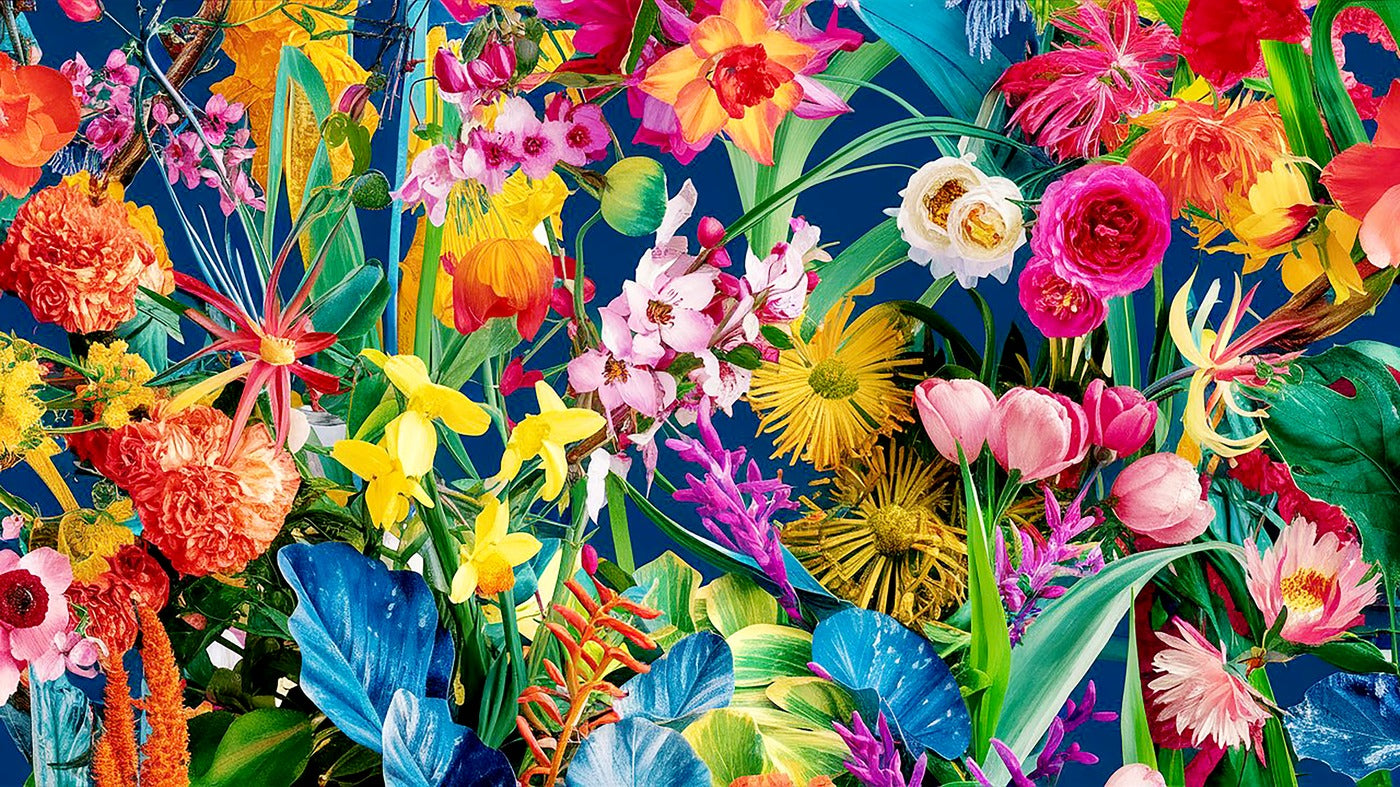Papier Peint Jardin Fleuri - Oasis De Couleurs