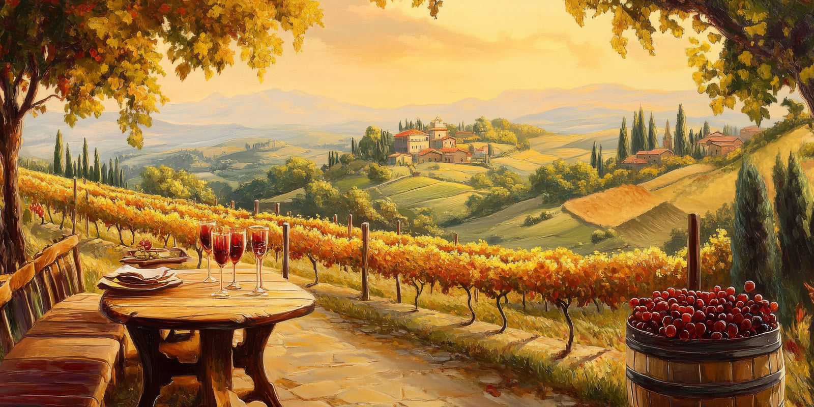 Papier peint campagne - vignoble sous le soleil