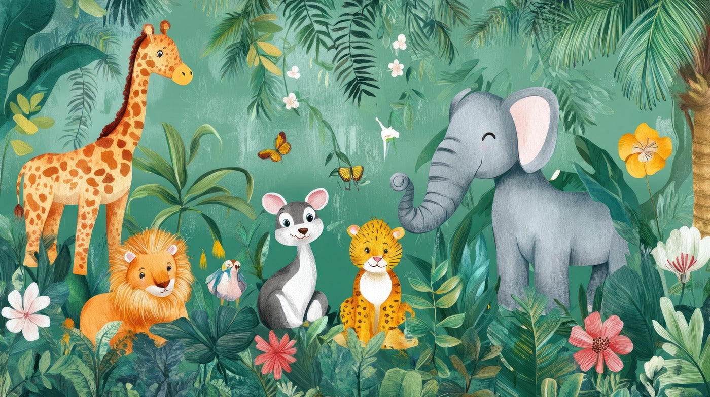 Papier Peint Enfant - Animaux De La Savane
