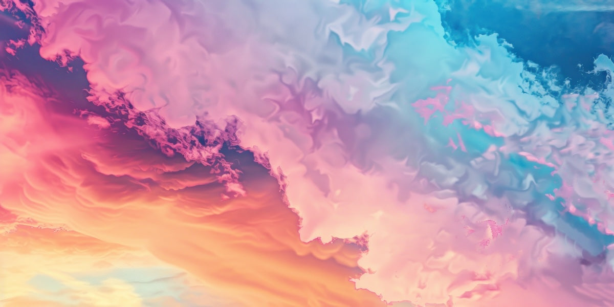 Papier peint nature - nuages colorés pastel dans le ciel