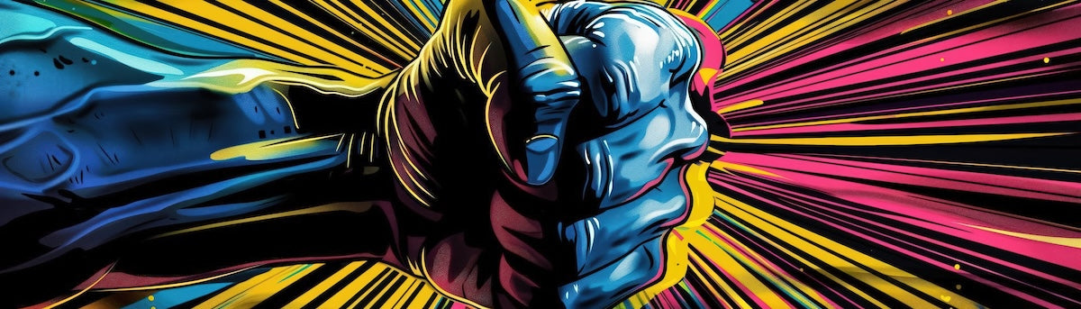 Papier peint pop art - poing fermé style bande dessinée