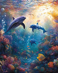 Papier peint animaux - dauphins au cœur du récif