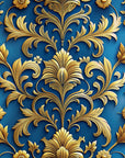 Papier Peint Baroque - Doré Et Bleu