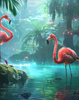 Papier Peint Exotique - Flamants Bleus