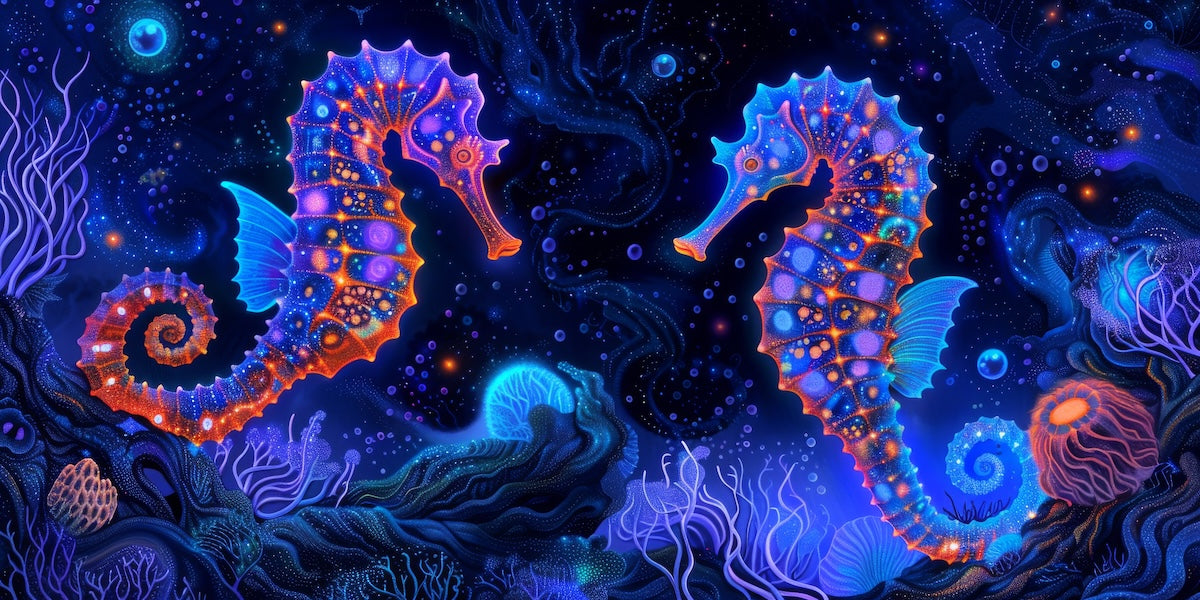 Papier peint animaux - couple d'hippocampes magiques