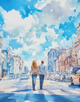 Watercolor Wallpaper – Sunny Urban Street Scene