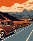Papier peint voitures - limousine vintage sur route de montagne