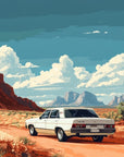 Papier peint voitures - voiture rétro sur fond de canyon désertique