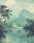 Papier peint tropical - lagune aux palmiers sauvages