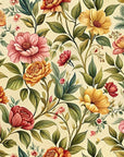 Papier peint fleuri - tapisserie vintage ocre
