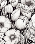 Papier Peint Floral - Motifs Floraux Noir Et Blanc