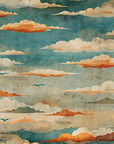 Papier peint nature - ciel moutonné aux reflets dorés
