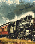 Papier Peint Vintage - Train Noir Et Rouge