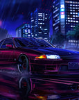 Papier peint Japon – Voiture sport JDM pluie néon