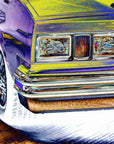 Papier peint Vintage Pop Art – Voiture classique américaine psychédélique