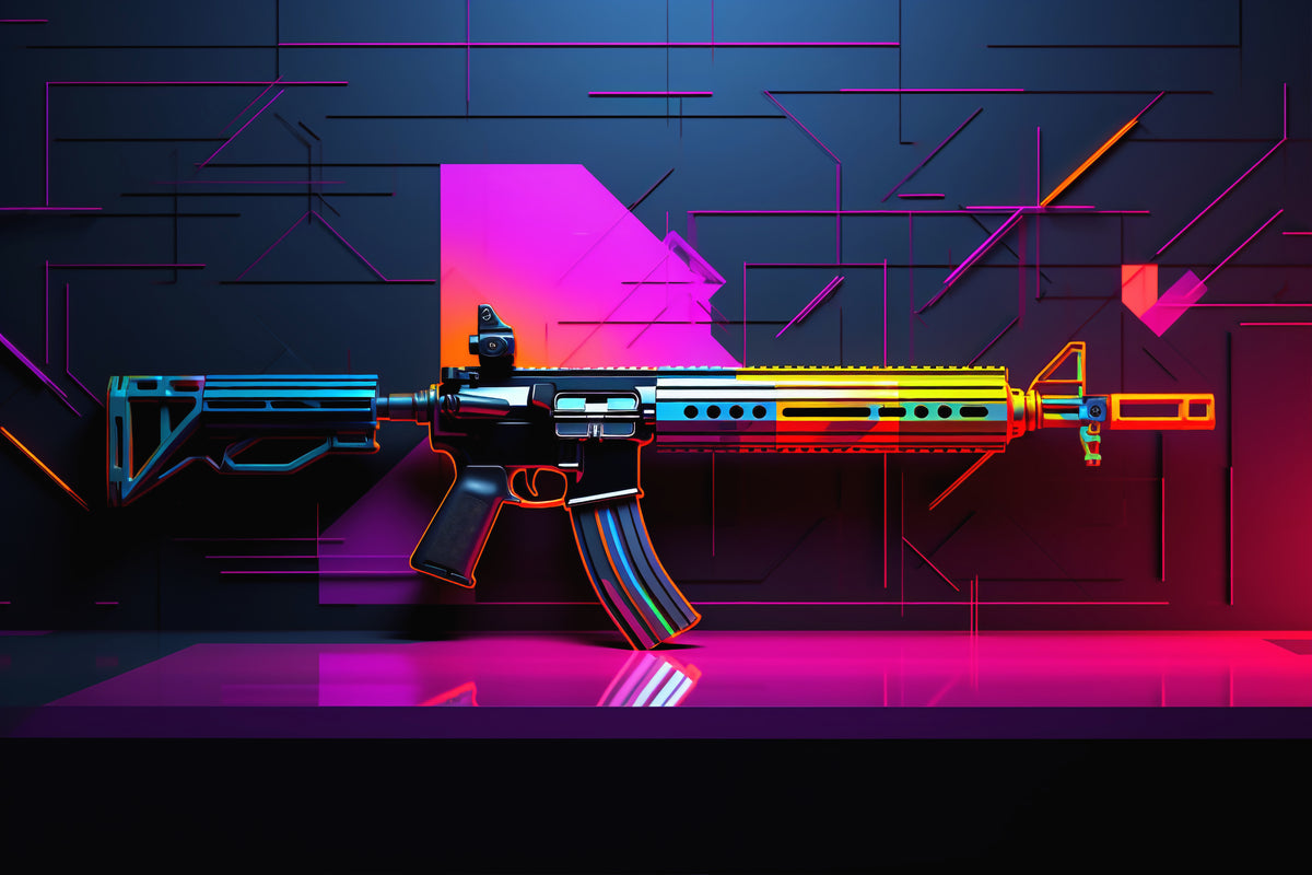 Tapete mit Illustration – Mehrfarbiges Gewehr