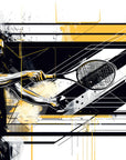 Papier peint sport – Tennisman dynamique abstrait noir jaune