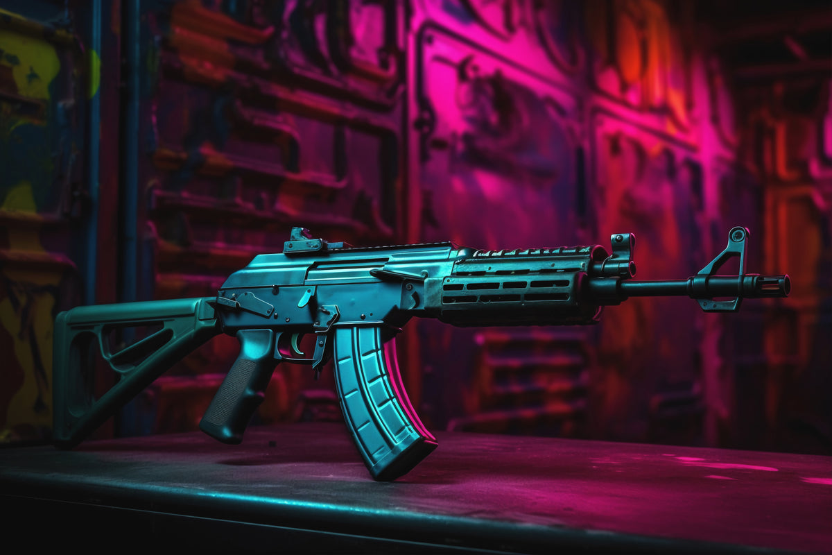 Futuristische Tapete - Futuristische Waffe mit metallischem Glanz