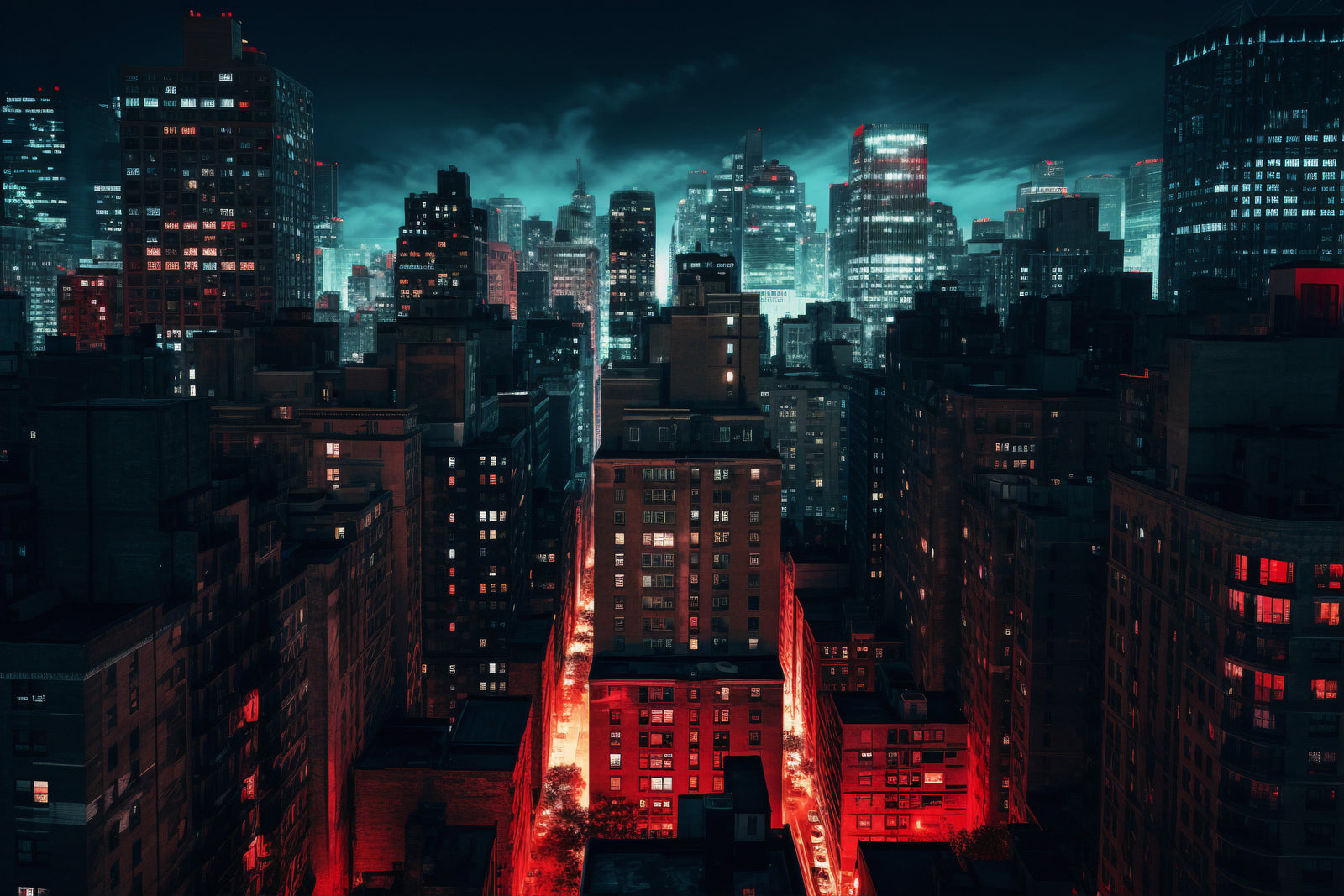 City Wallpaper – Dark Skyscrapers and Night Lights
