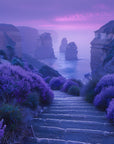Landscape Wallpaper – Purple Cliffs and Misty Sea