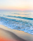 Papier peint plage – Vagues turquoise sable clair coucher soleil