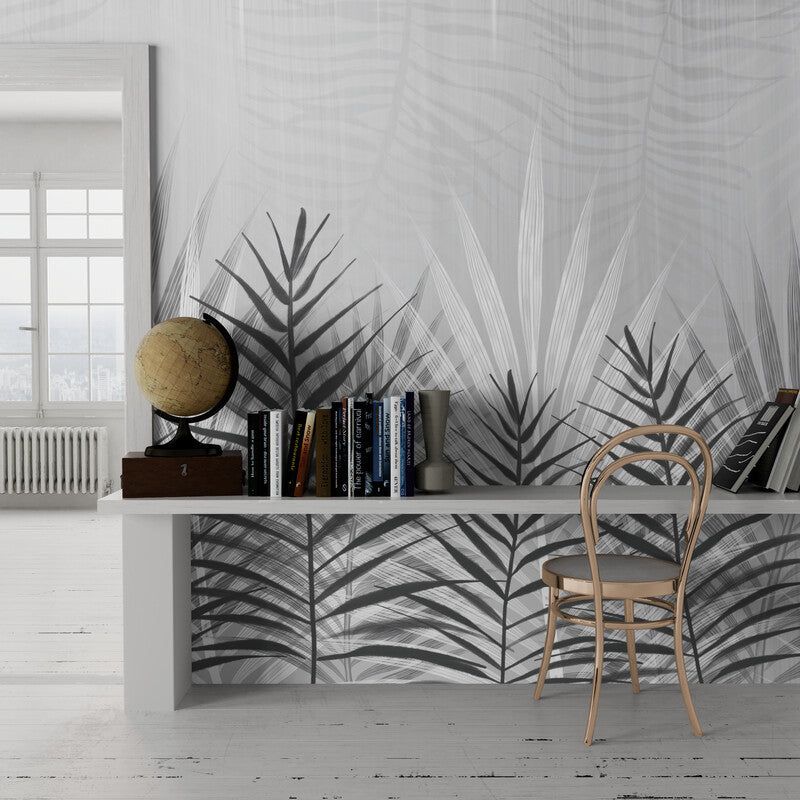 Black and White Wallpaper - Graceful Palms in Gradient