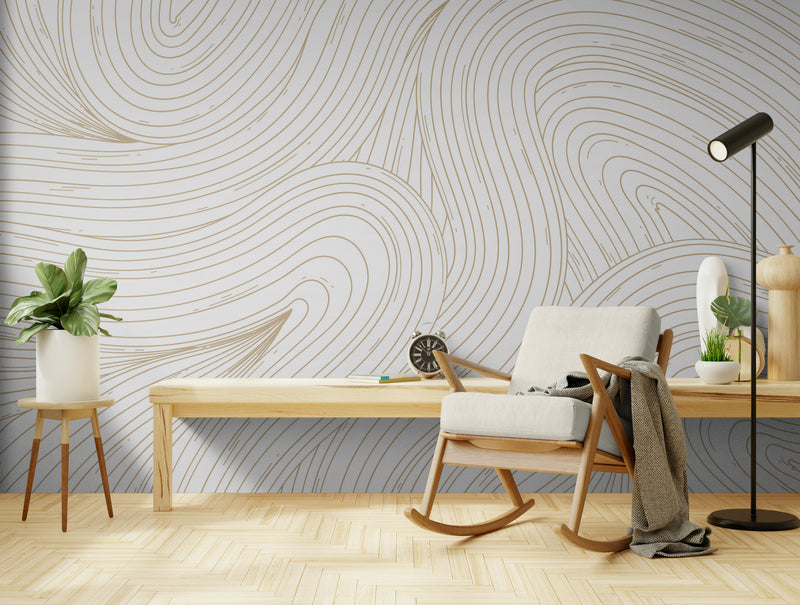 Abstract Wallpaper - Golden Lines on White Background