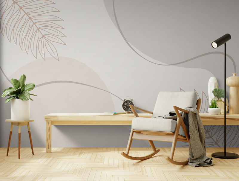 Papier Peint Minimaliste - feuilles stylisées