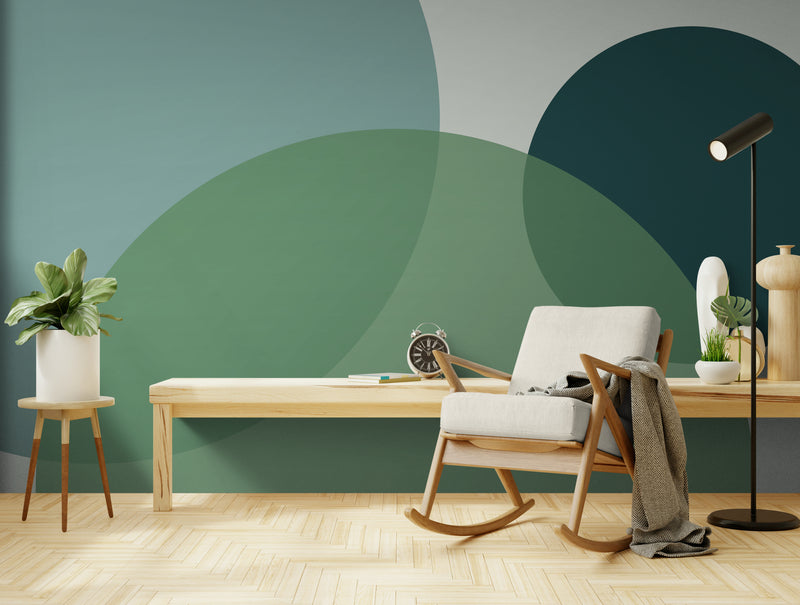 Papier Peint Géométrique - Cercles vert