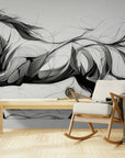 Papier Peint Illustration - Cheval Noir Et Blanc