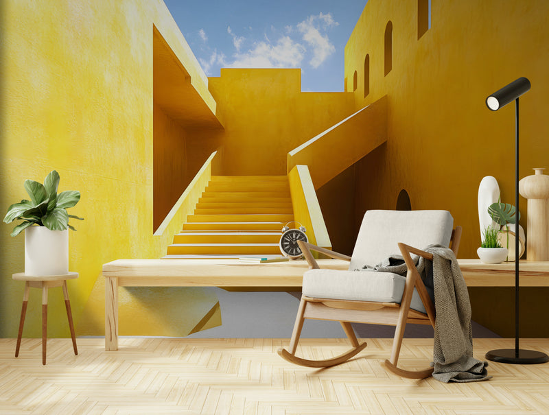 Papier Peint Minimaliste - architecture Jaune