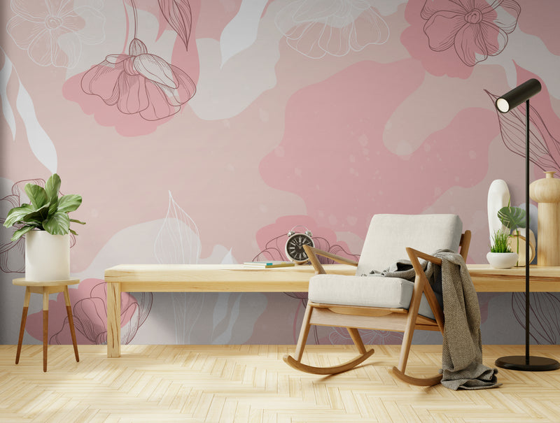 Floral Wallpaper - Delicate Pink