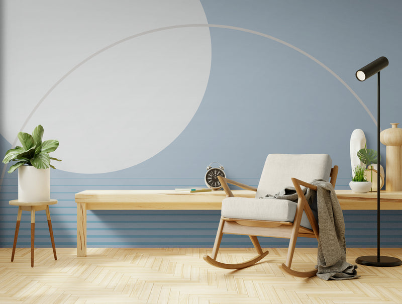 Papier Peint Minimaliste - Géométrique Bleu