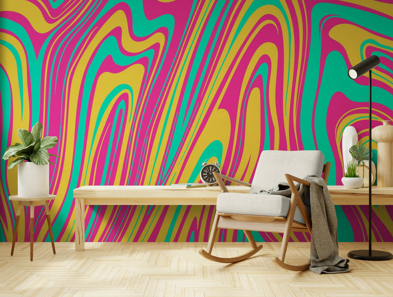 Papier Peint Abstrait - psychédélique coloré