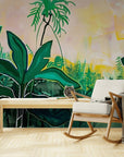Papier Peint Abstrait - Vert Et Doré