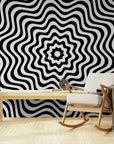 Papier Peint Géométrique - Tourbillon Noir