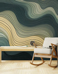 Papier Peint Abstrait - Vagues Jaunes Et Vertes