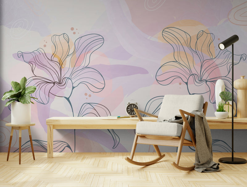 Papier Peint Abstrait - Fleurs et Motifs Artistiques