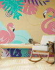 Papier Peint Exotique - Flamant Rose