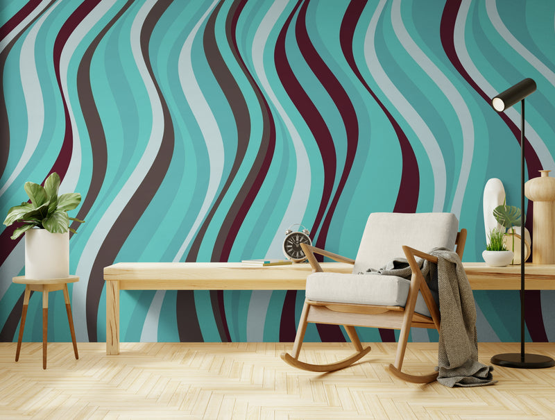 Papier Peint Art & Déco - Vagues Turquoise