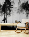 Papier Peint Abstrait - Forêt Noir Et Blanc
