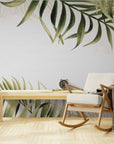 Papier Peint Illustration - Feuillage Tropical Sur Fond Blanc