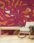 Papier Peint Abstrait - Hypnotique rouge et rose