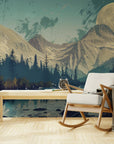 Papier Peint Illustration - Pleine Lune Et Montagnes