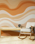 Papier Peint Abstrait - Vagues Oranges