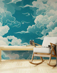 Papier Peint Japonais - Nuages Et Ciel Bleu