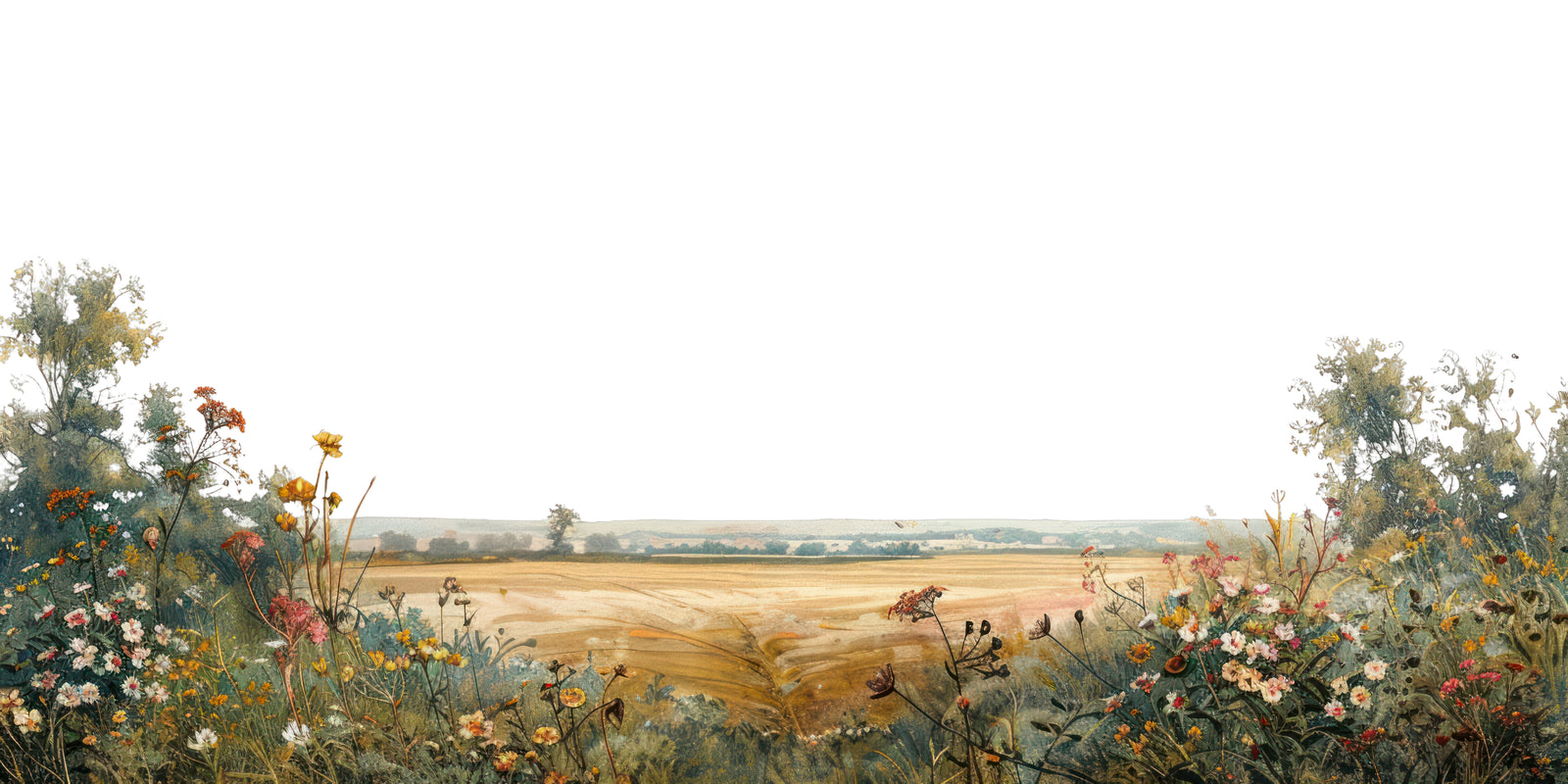 Papier peint fleuri - prairie sauvage sous le ciel