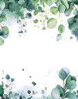 Papier peint fleuri - feuillage d'eucalyptus vert