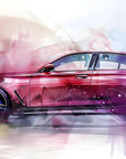 Papier peint voitures - voiture de sport mauve effet aquarelle