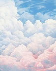 Papier peint nature - grands nuages blancs dans le ciel bleu